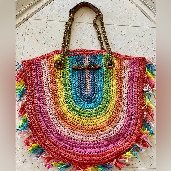 Kurt Geiger Handbags - Kurt Geiger Rainbow Raffia Tote